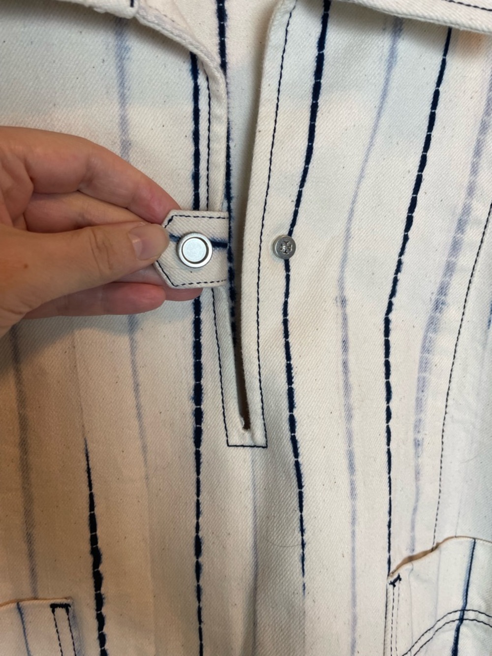 TORY BURCH Wavelength Denim Tie Dye Mini Shift Shirt Collared Dress \\ 10 - Picture 10 of 12